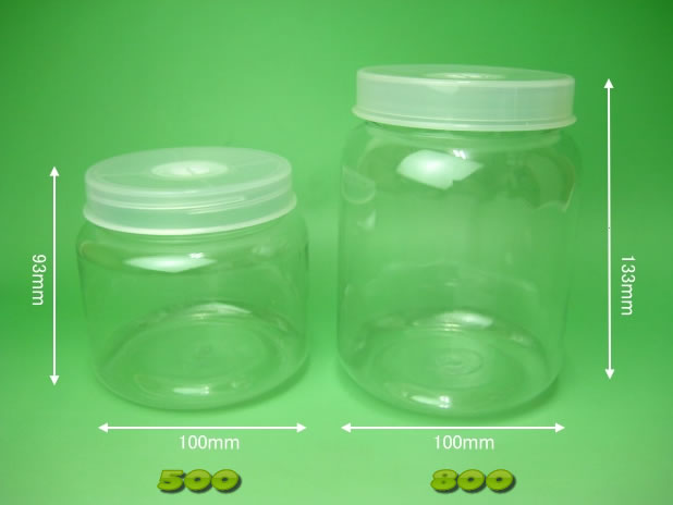 画像左：クリアボトル５００　/　画像右：クリアボトル８００
